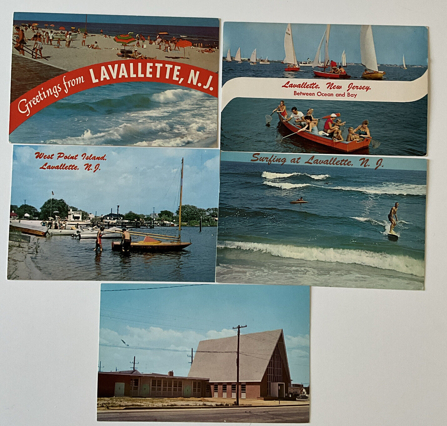 Lavallette, N J 5 Postcards 1969