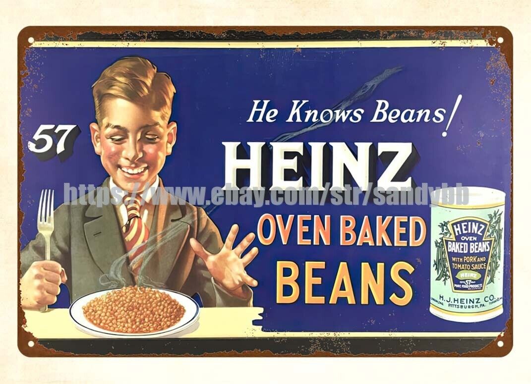 1930\'s Heinz Baked Beans metal tin sign collectible wall art