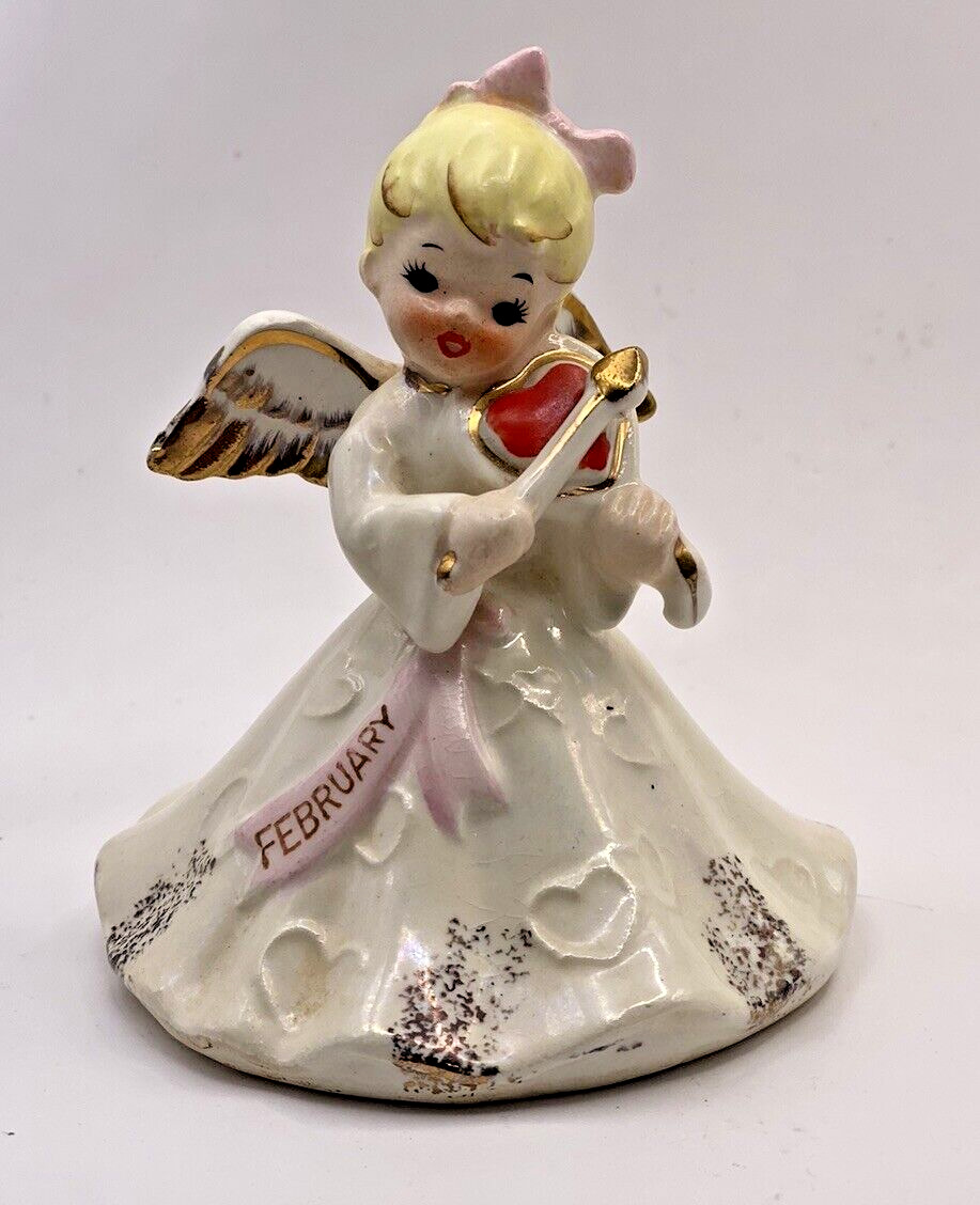 Vintage Norcrest Angel of the Month February Figurine Japan Used