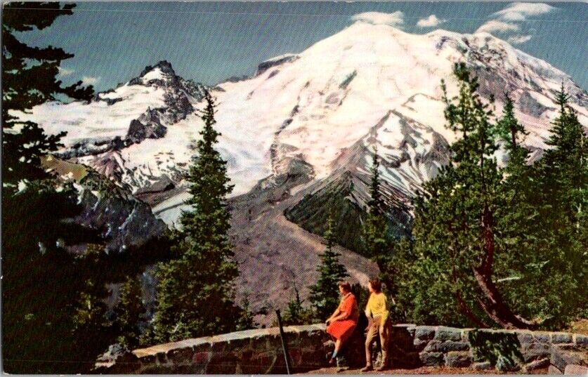 Vintage Postcard Roadside View of Mount Ranier WA Washington Union Oil Co. L-165