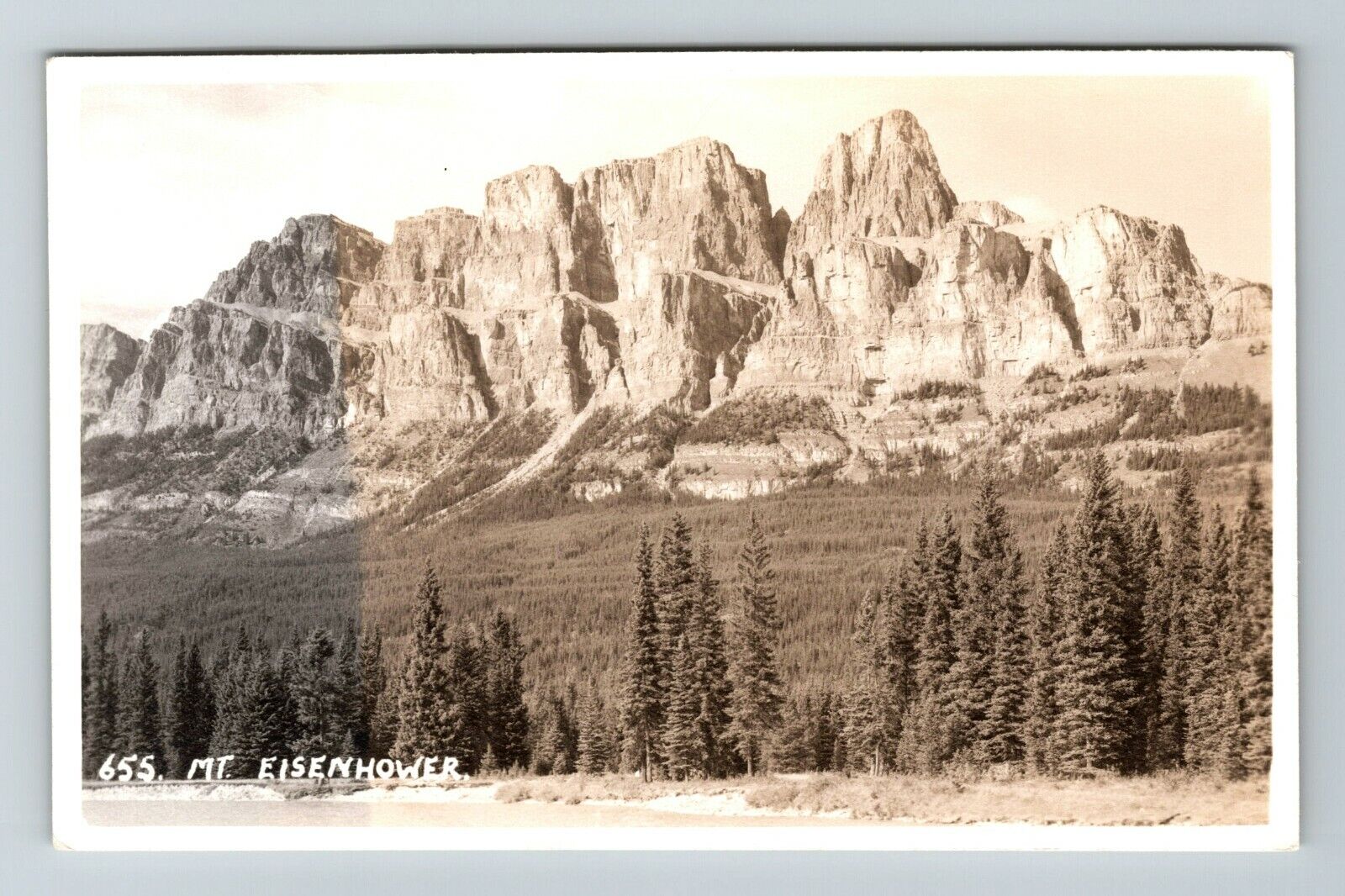 RPPC-Banff AB-Alberta Canada, Mt Eisenhower RPPC Vintage Souvenir Postcard