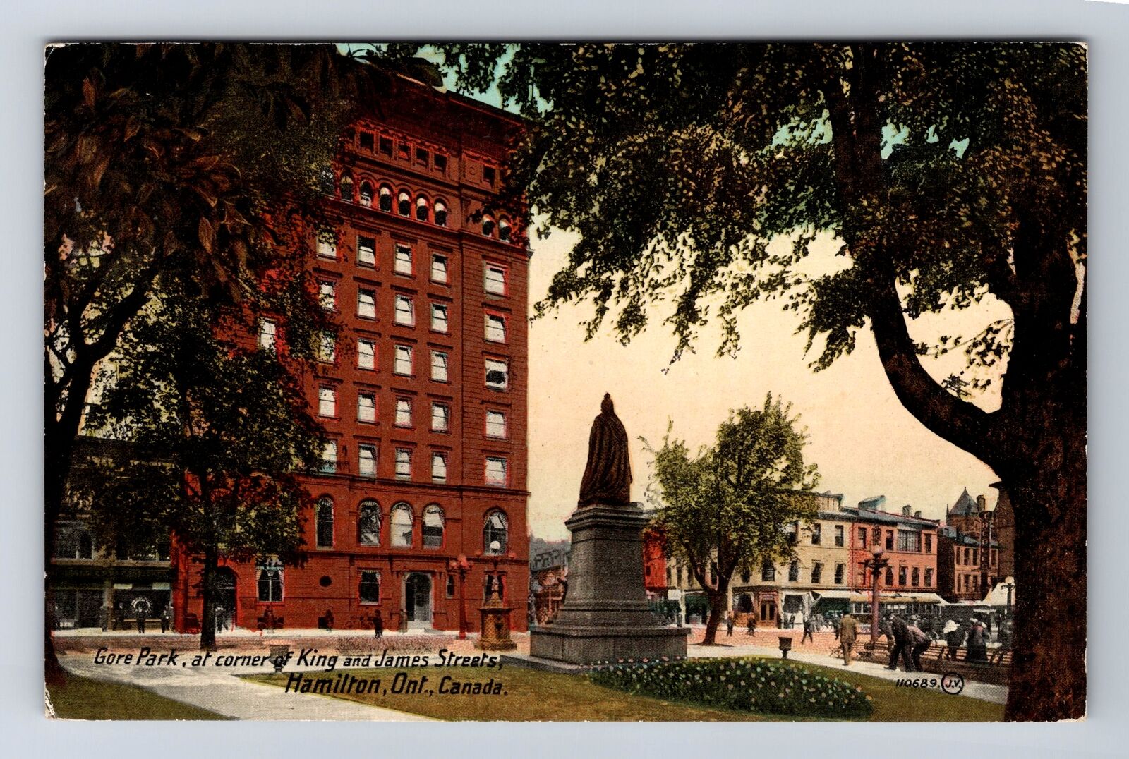 Hamilton-Ontario, Panoramic View Gore Park & Monument, Vintage Postcard