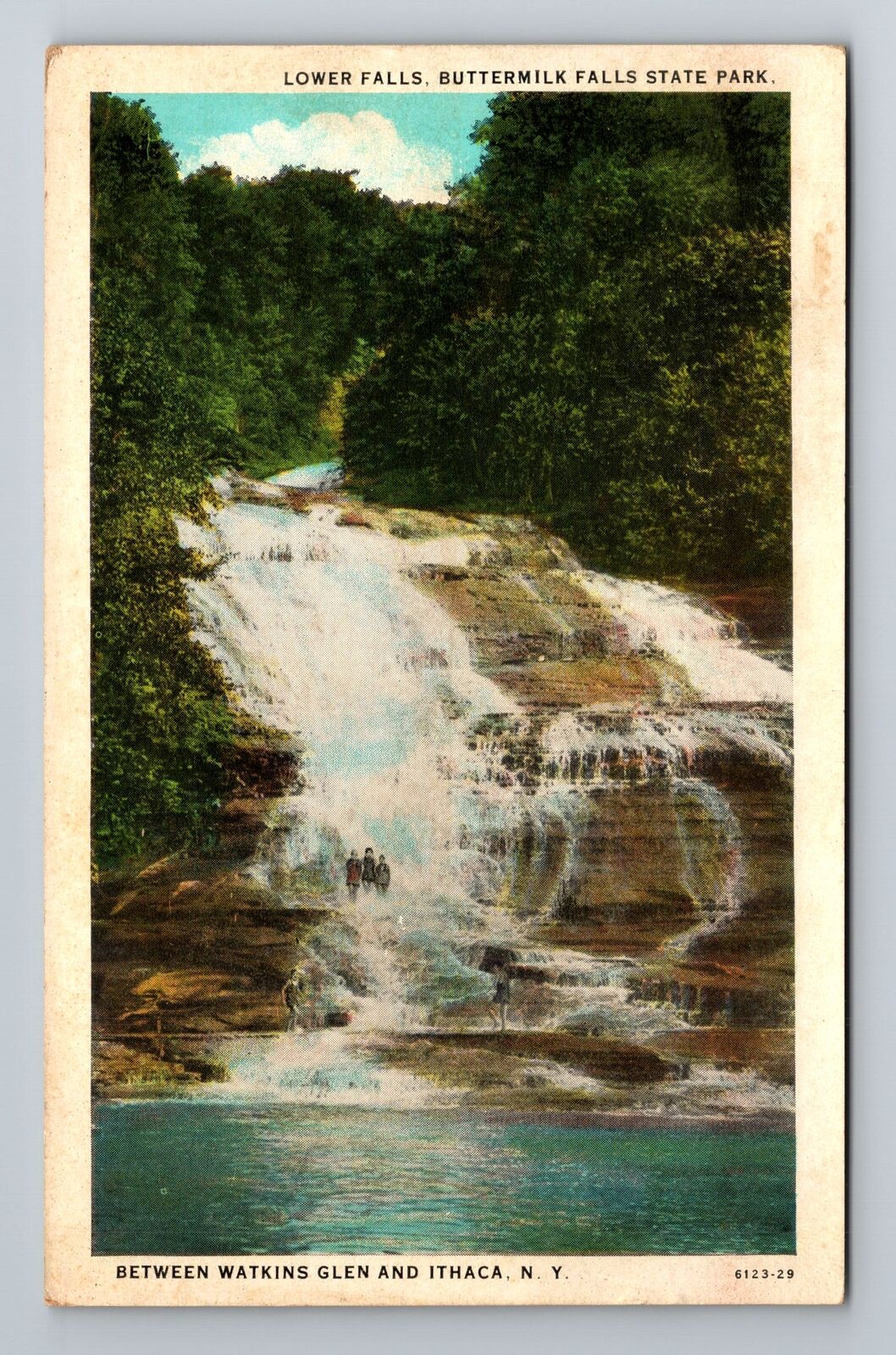 Ithaca NY-New York, Lower Falls, State Park, Antique, Vintage c1930 Postcard