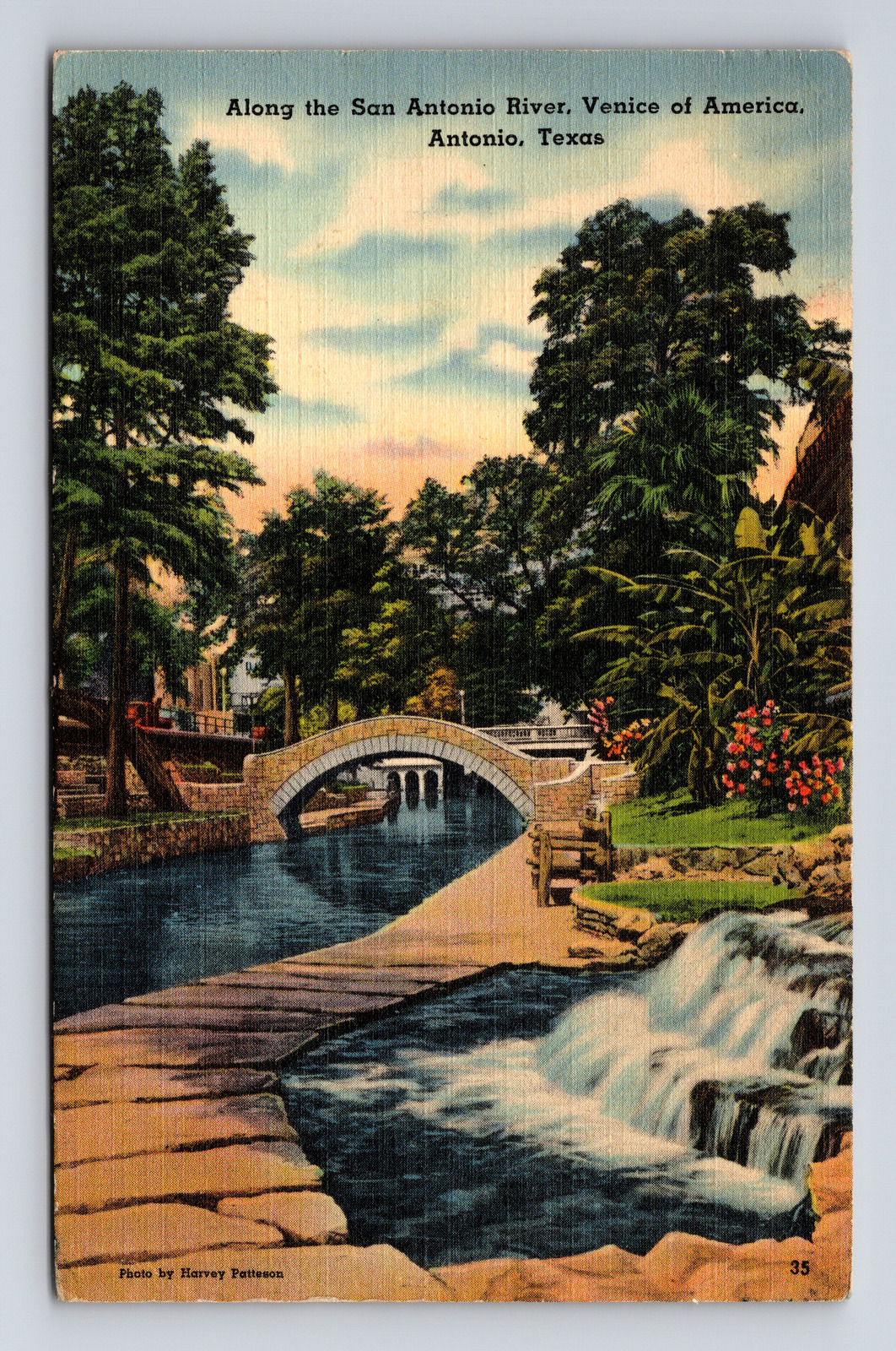c1943 Linen Postcard Venice of America San Antonio River TX Texas