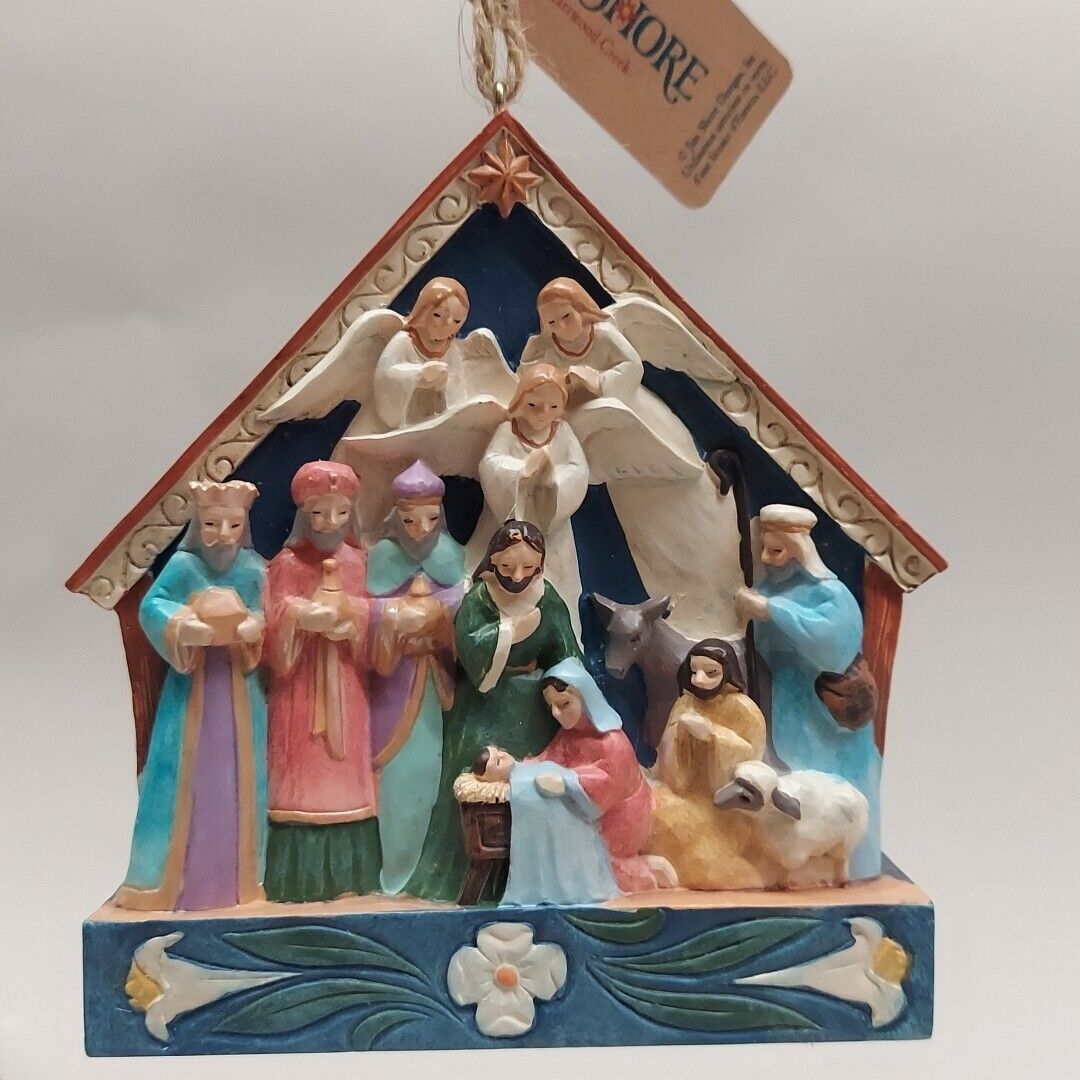 Jim Shore Nativity Scene in Stable 6012026 New 2022 Ornament Christmas Holy Fami