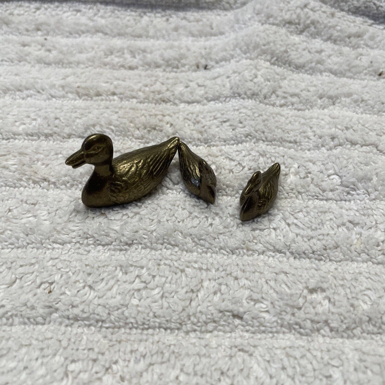 Vintage Small Brass Duck Decor Paperweight solid brass Set Of 3 Small Ducks