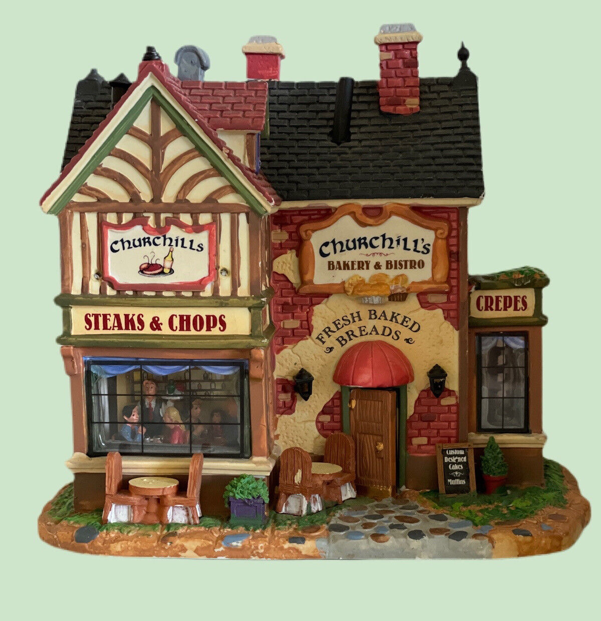 Lemax Churchill’s Bakery Bistro Village Lighted House 2011 Signature 3D Detailed