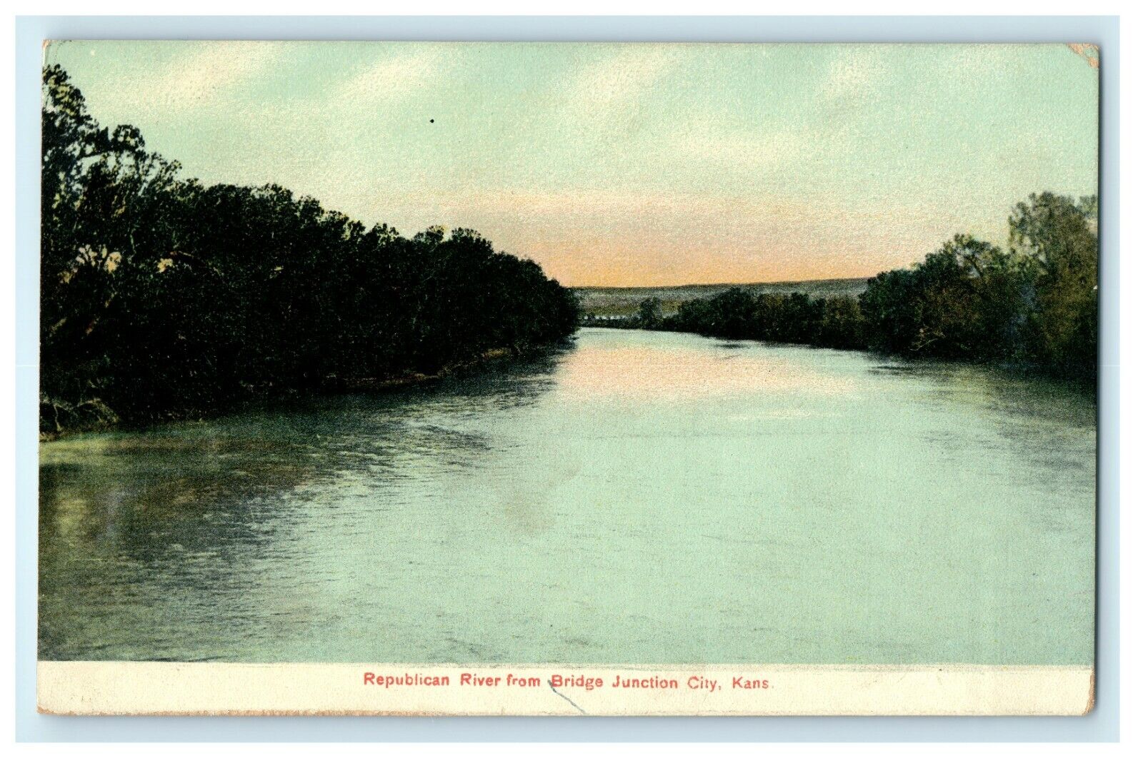 1909 Republican River from Bridge Junction City, Kansas KS Postcard