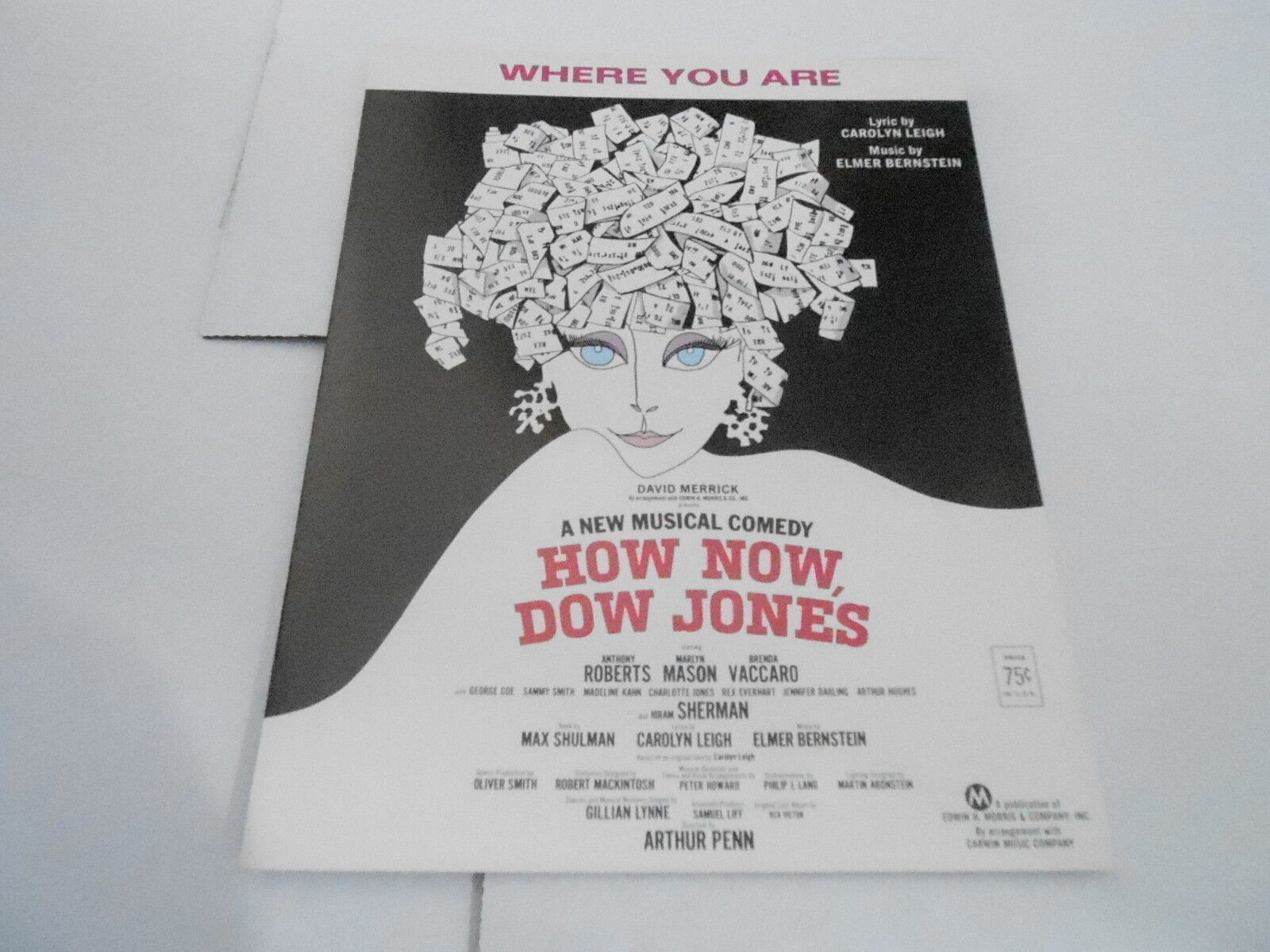 1967 vintage NOS sheet music HOW NOW DOW JONES - WHERE YOU ARE