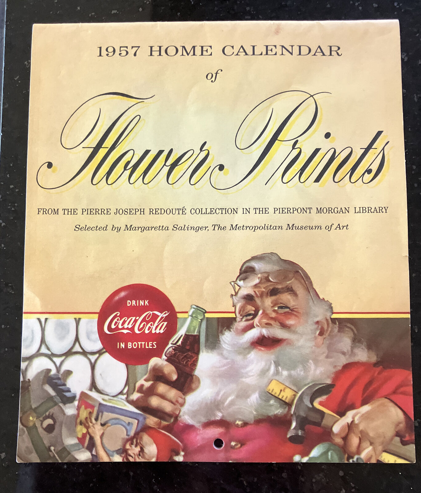Coca Cola 1957 Home Calendar Of Flower Prints Paper Excellent