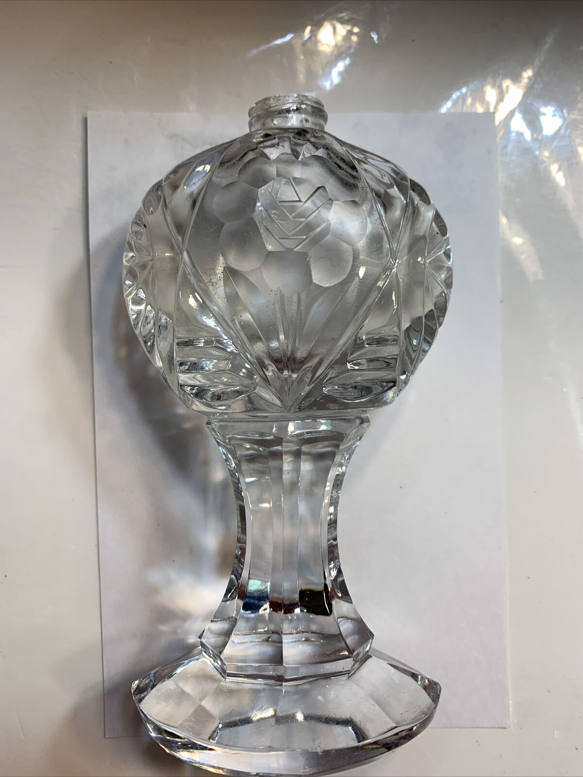 Vintage Czech Rock Cut Crystal Salt Shaker C 1930\'s Only (1) No Lid ..Tiny Vase