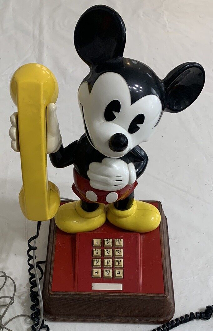 VINTAGE 1976 Disney Mickey Mouse Telephone Landline Push Button Works Rare