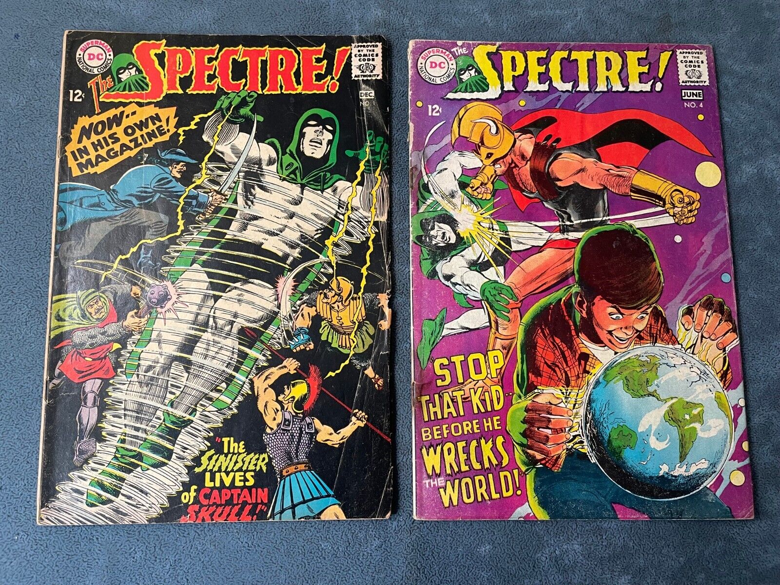 Spectre #1-2 1967 DC Comic Book Silver Age Lot Gardner Fox Low Grades Readers