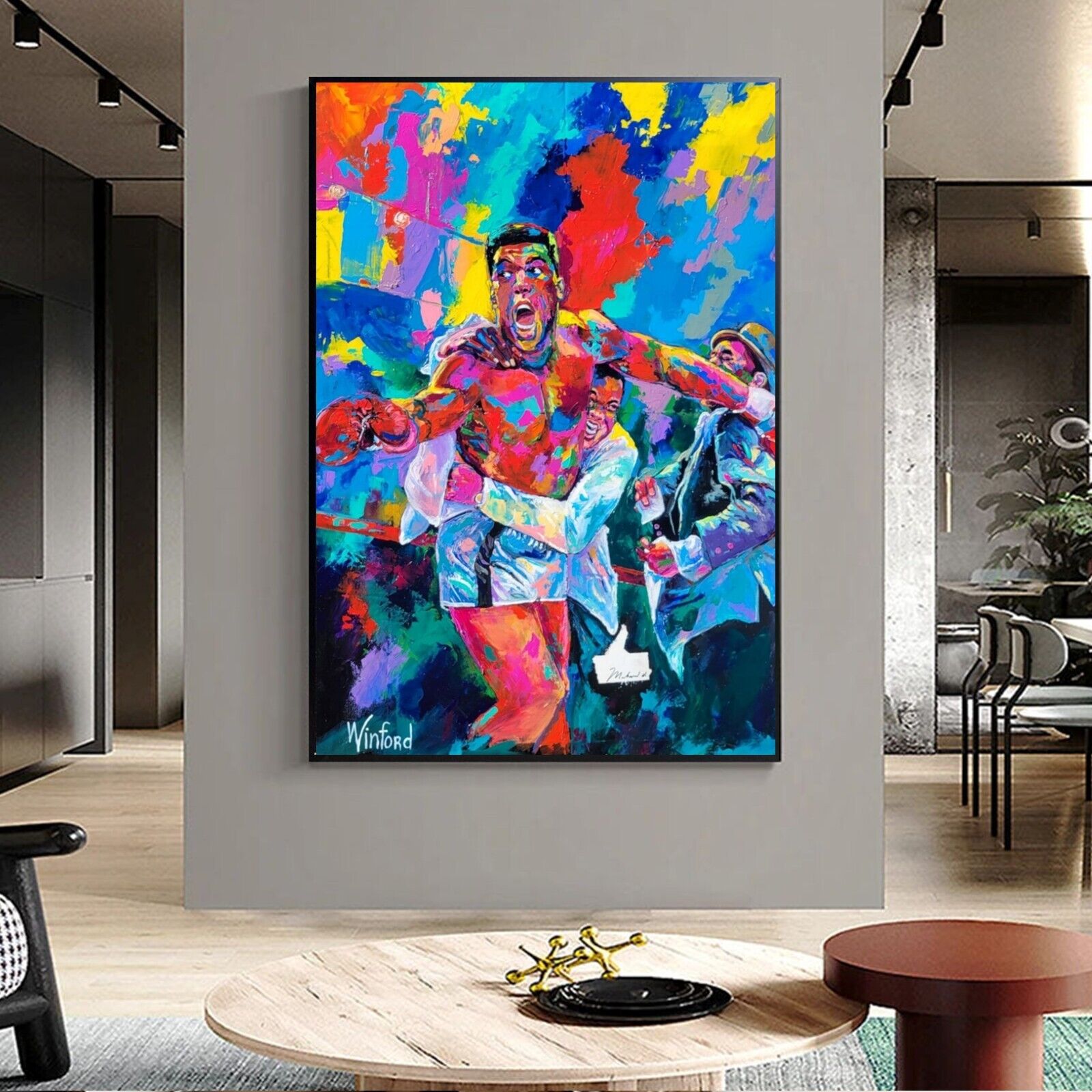 Sale Signed Muhammad Ali COA Handmade Painting Framed 48H X 36W 7,999 Now $2,995