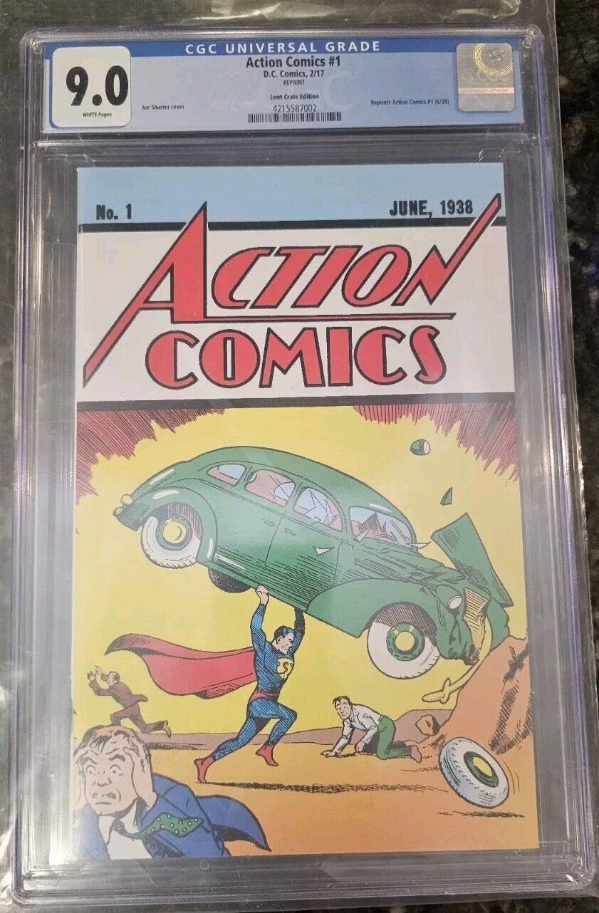 Action Comics #1 DC Comics SUPERMAN CGC 9.0 Loot Crate Reprint 2017 Edition Rare
