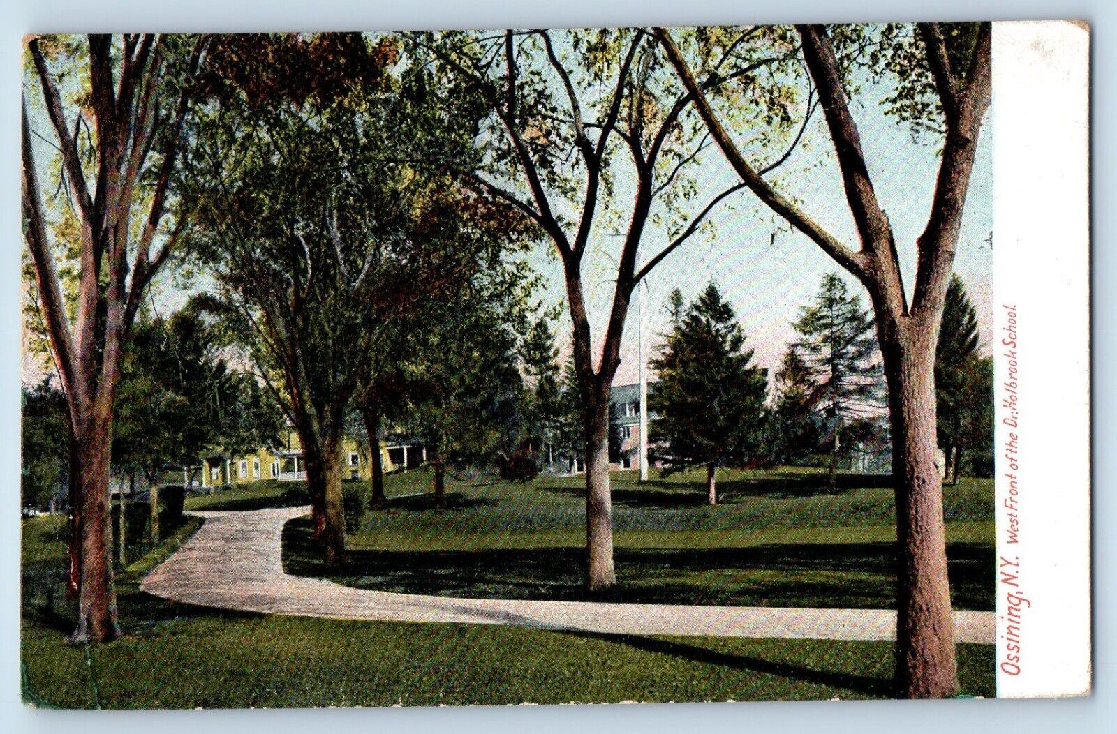 Ossining New York Postcard West Front Dr. Holbrook School c1911 Vintage Antique