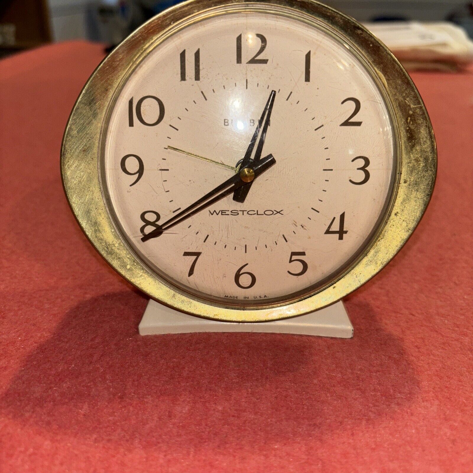 Vintage Westclox Big Ben # 53647 Ivory Alarm Clock. Works 