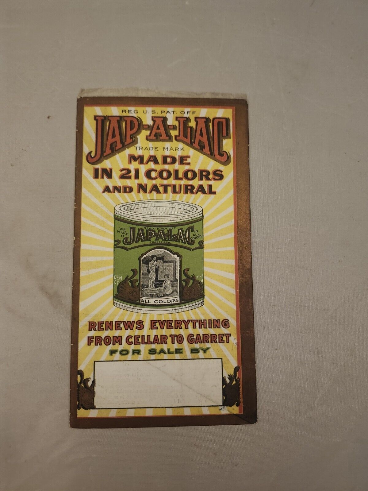 1920\'s Era Jap-A-Lac Paint Color Chip Brochure Glidden Carnish Co Cleveland OH