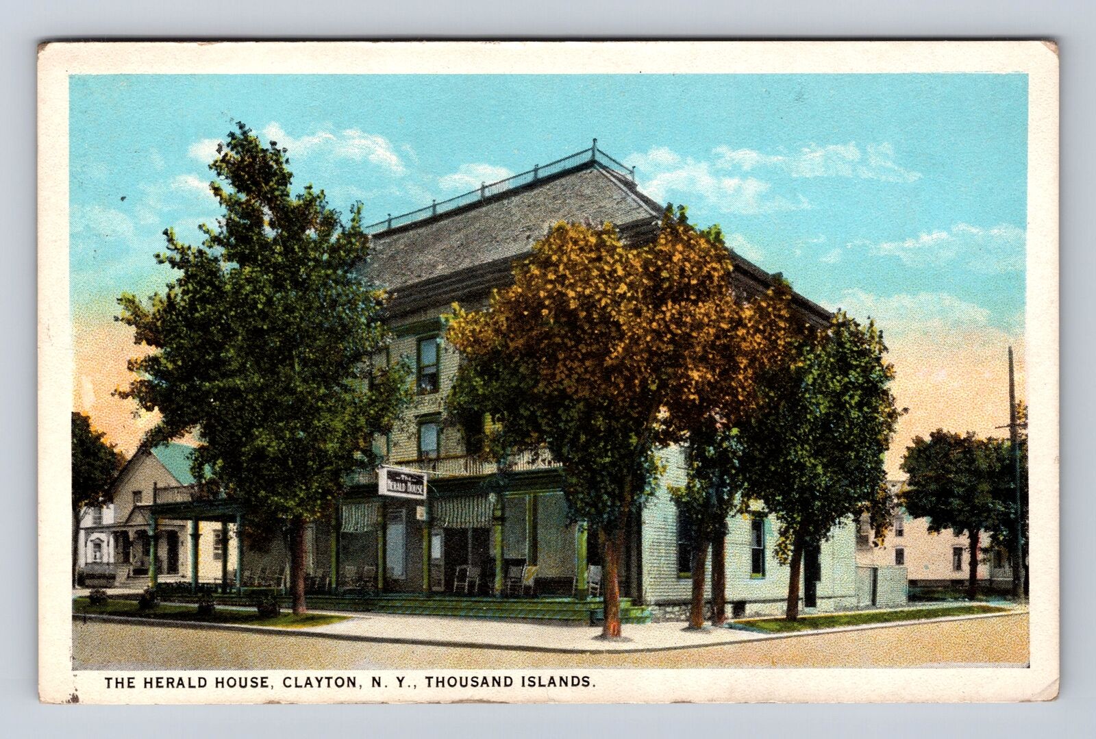 Clayton NY- New York, The Herald House, Antique, Vintage c1925 Souvenir Postcard