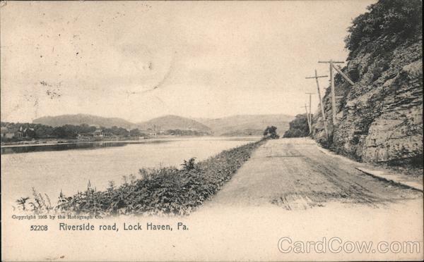 Lock Haven,PA Riverside Road Rotograph Clinton County Pennsylvania Postcard