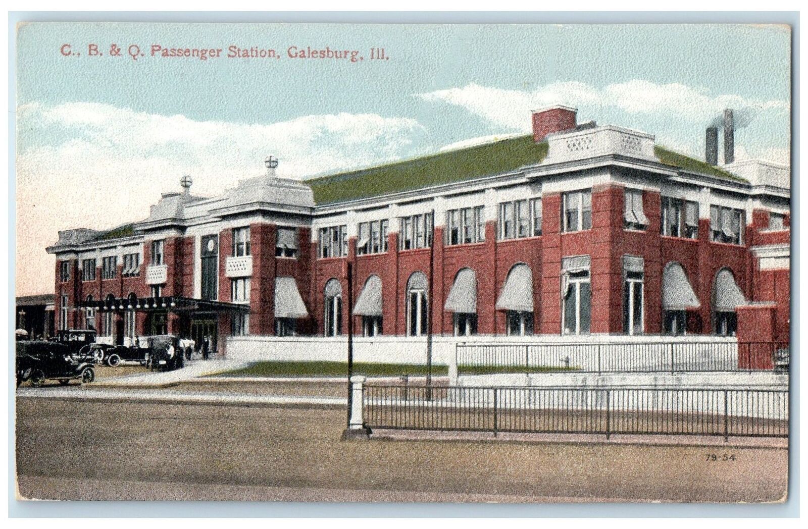 c1910\'s C. B. & Q. Passenger Station Galesburg Illinois IL Unposted Postcard