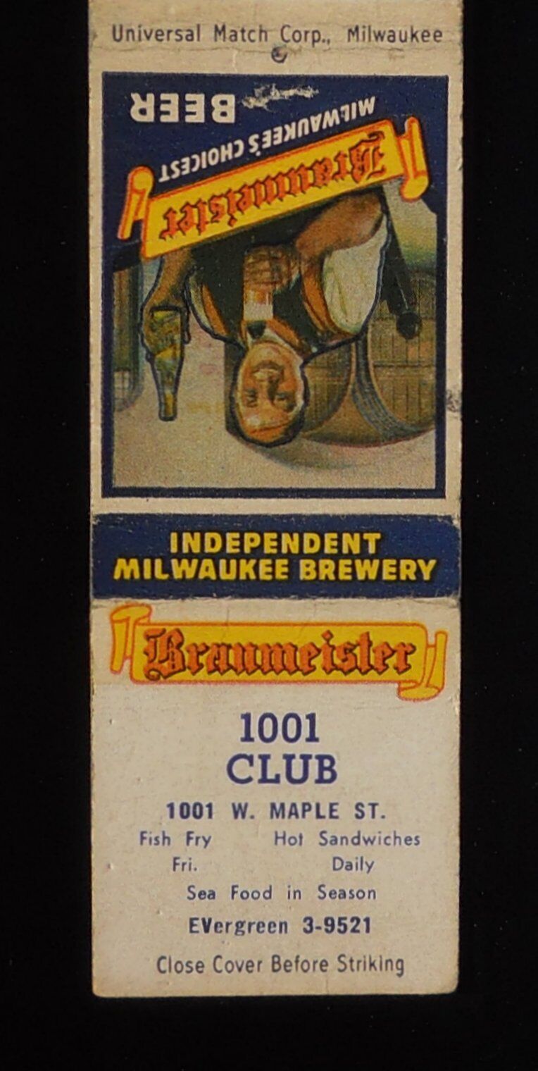 1940s? 1001 Club Braumeister Beer Fish Fry Fri. 1001 W. Maple St. Milwaukee WI