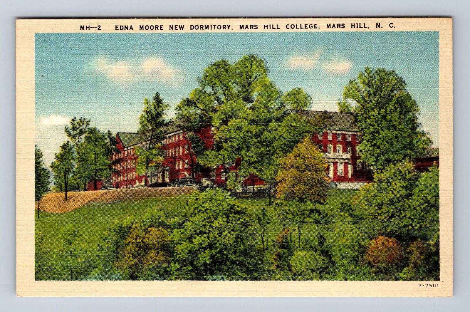 Mars Hill NC-North Carolina, Mars Hill College Edna Moore Dorm Vintage Postcard