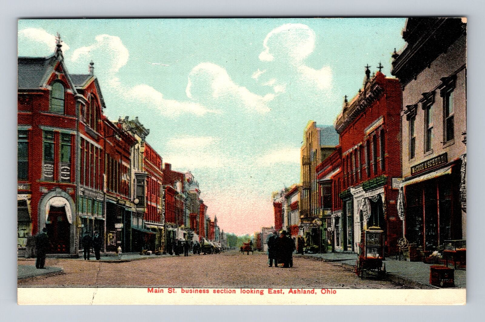 Ashland OH-Ohio, Main Street Business Section Looking East Vintage Postcard