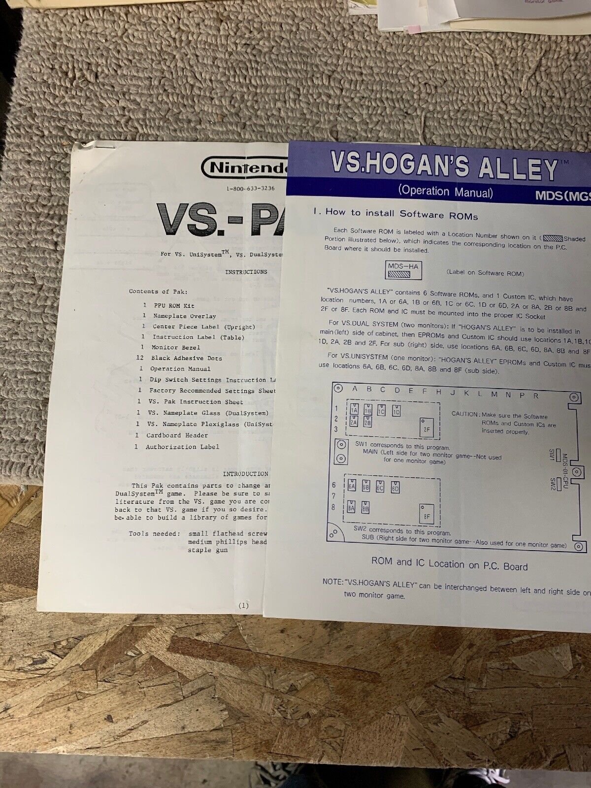 original Vs Hogan’s Alley System Nintendo Arcade Game manual