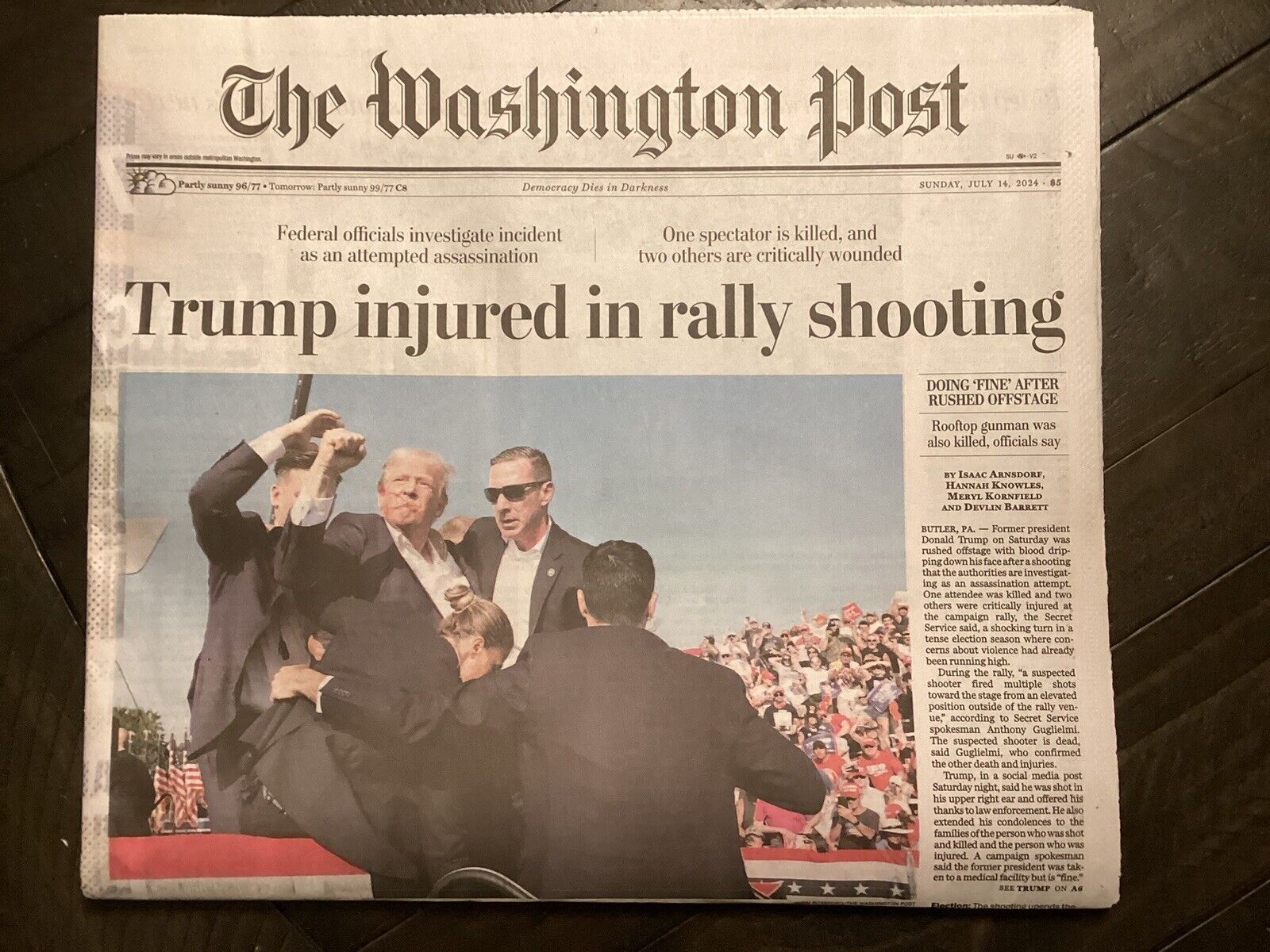 Donald Trump Rally Shooting The Washington Post July 14, 2024