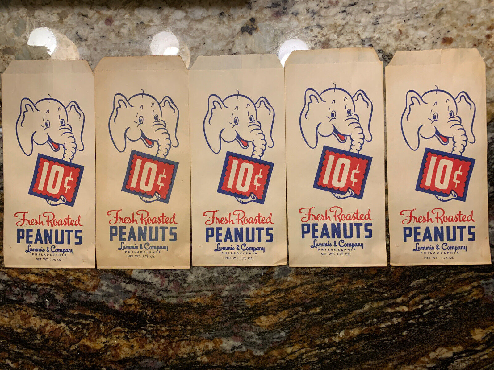 Vintage Circus Fresh Roasted Peanuts Bag Lummis & Co Philadelphia NOS 10 Cents