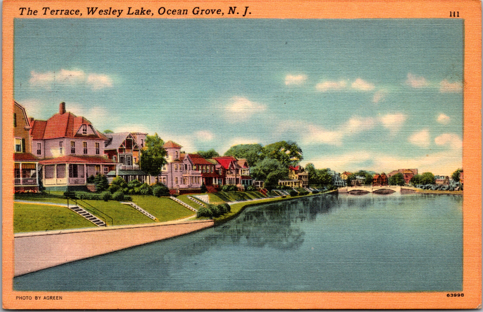 Vintage C 1940s The Terrace Wesley Lake Homes Ocean Grove New Jersey NJ Postcard