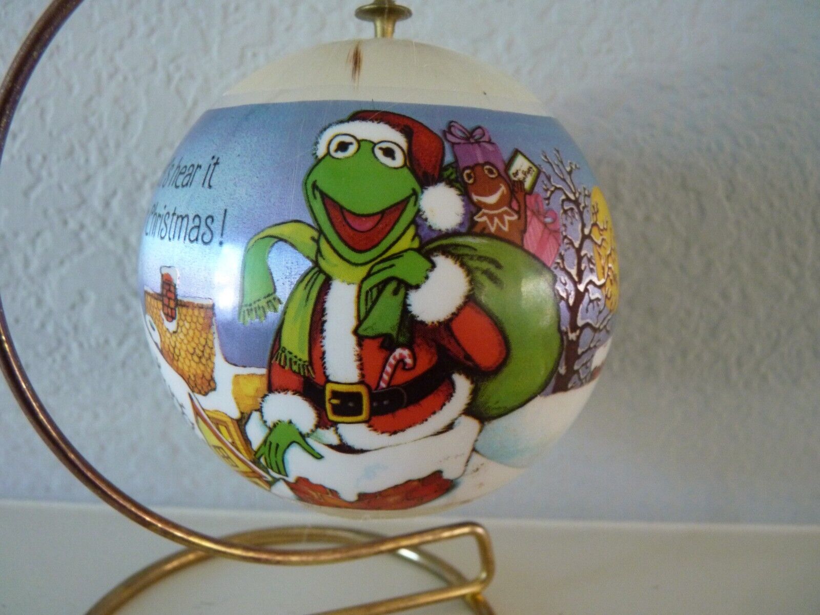 Vintage 1981 Muppets Hallmark Kermit & Miss Piggy Satin Christmas Ornament 3\