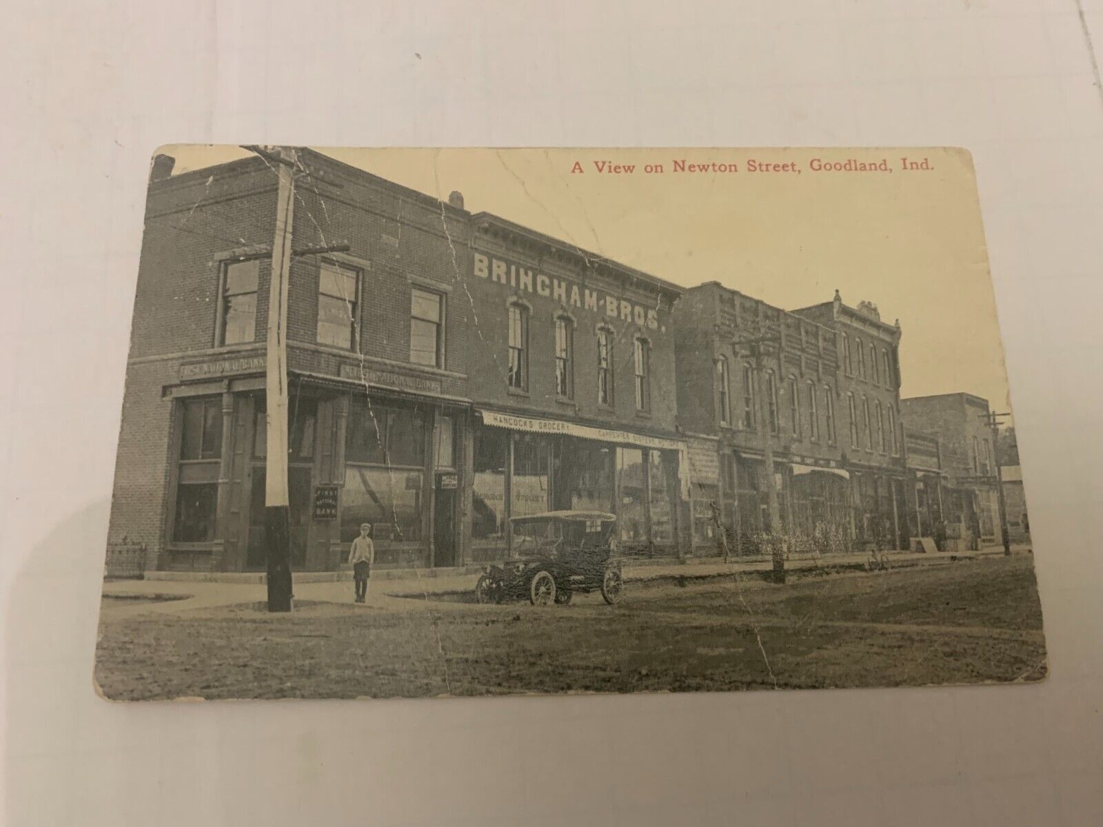 c.1910 A View on Newton Street Goodland Indiana Postcard