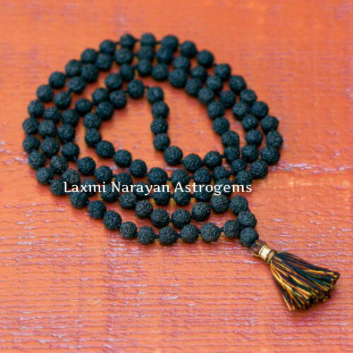 Rare Non Dye Original Black Rudraksha Mala 108 + 1 Beads  7 Mm Size Necklace