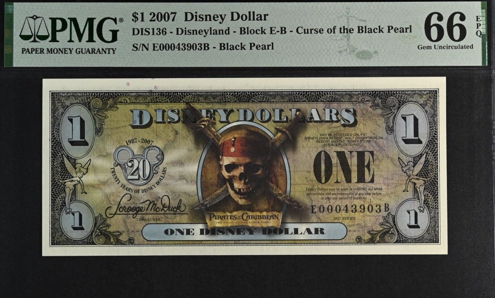 2011 & 2007 PIRATES CARIBBEAN 4 Disneyland Disney Dollars E Series E EB EF EE