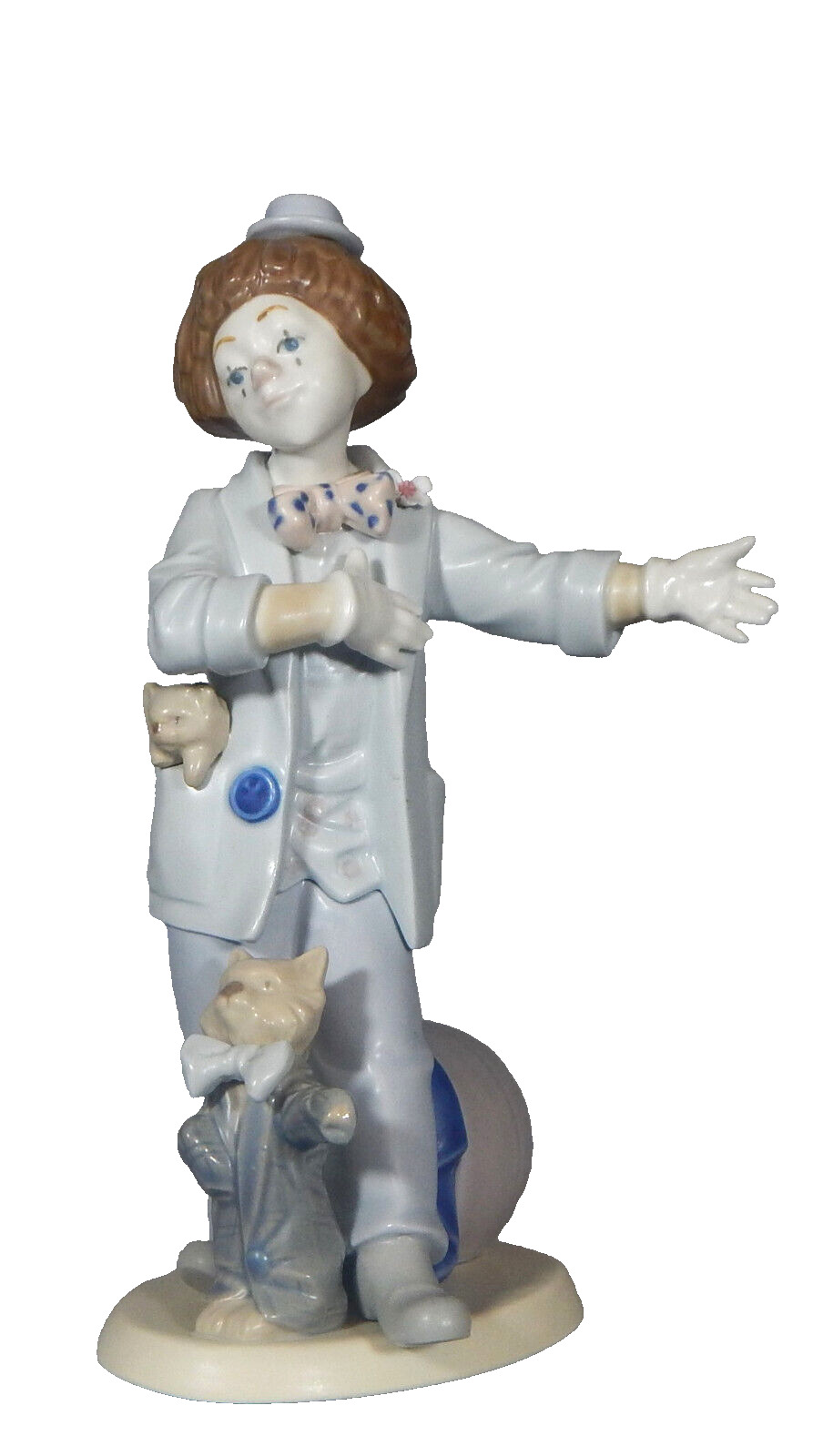 Vintage Nadal Porcelain Clown With Cats Figurine 8.75\
