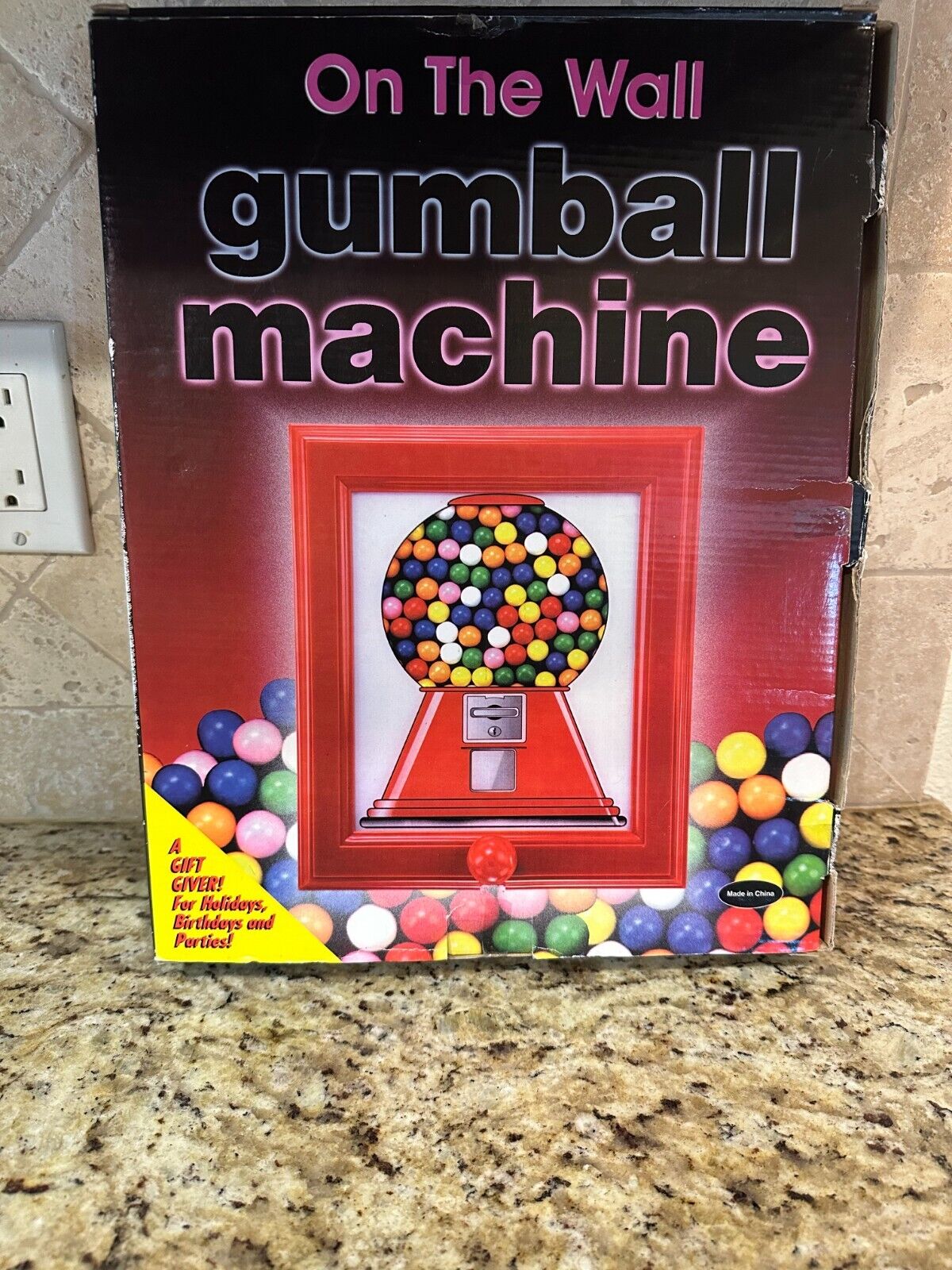 Vintage Red Gumball Machine Dispenser Wall Hanging Picture Frame Collectible