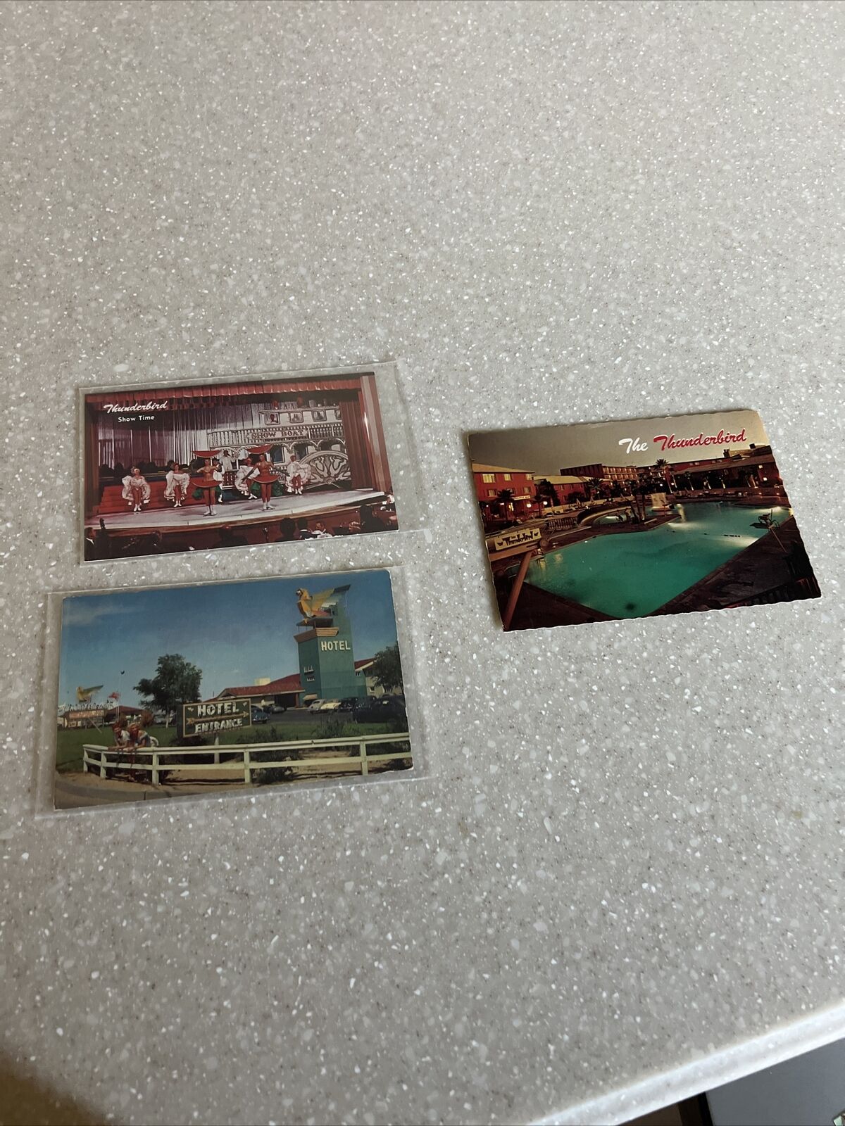 vintage las vegas postcard Lot 3 Pieces All Thunderbird Hotel
