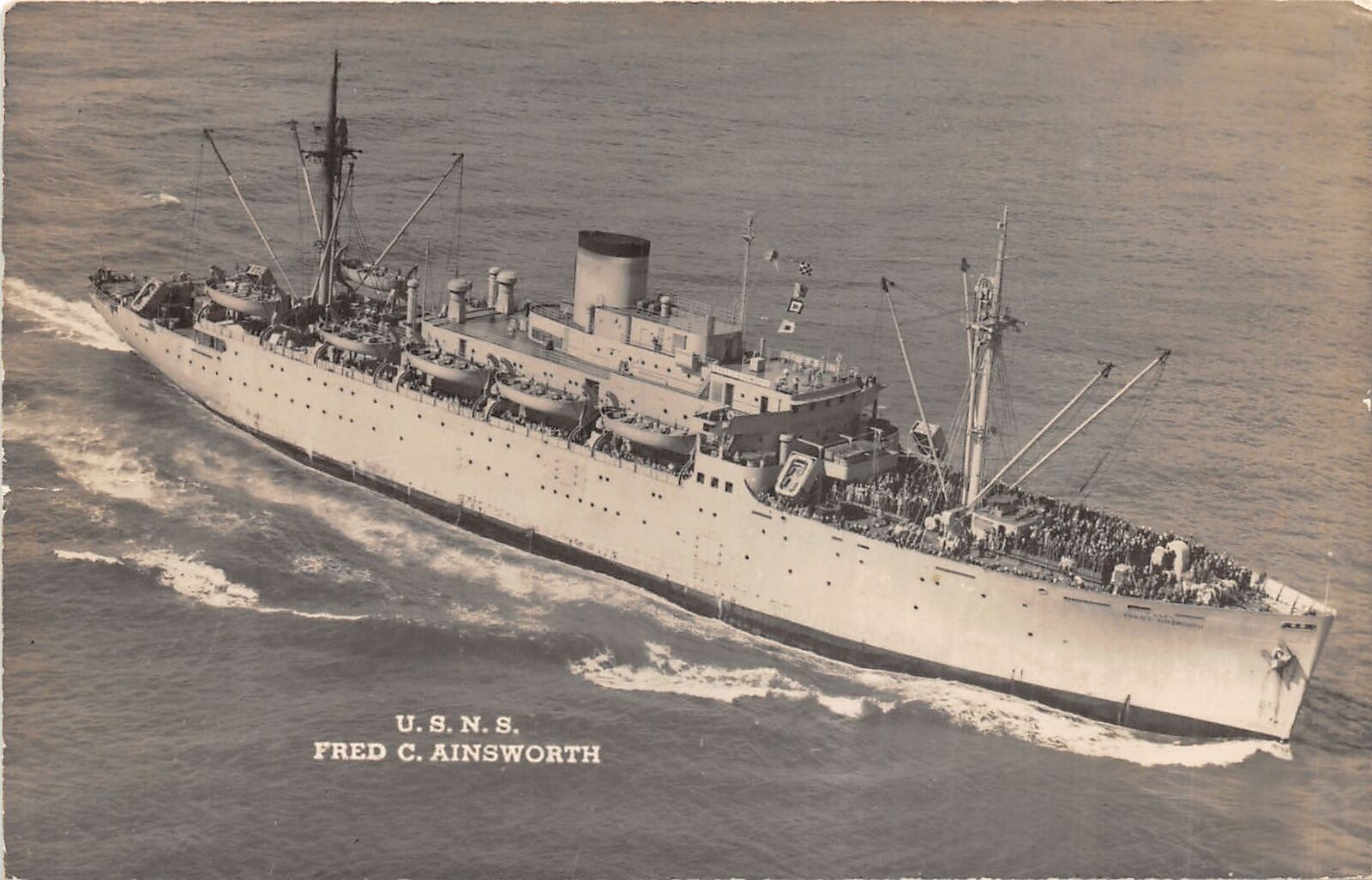 J36/ Ship RPPC Postcard c1950s U.S.N.S. Fred C Ainsworth Boat Military 196
