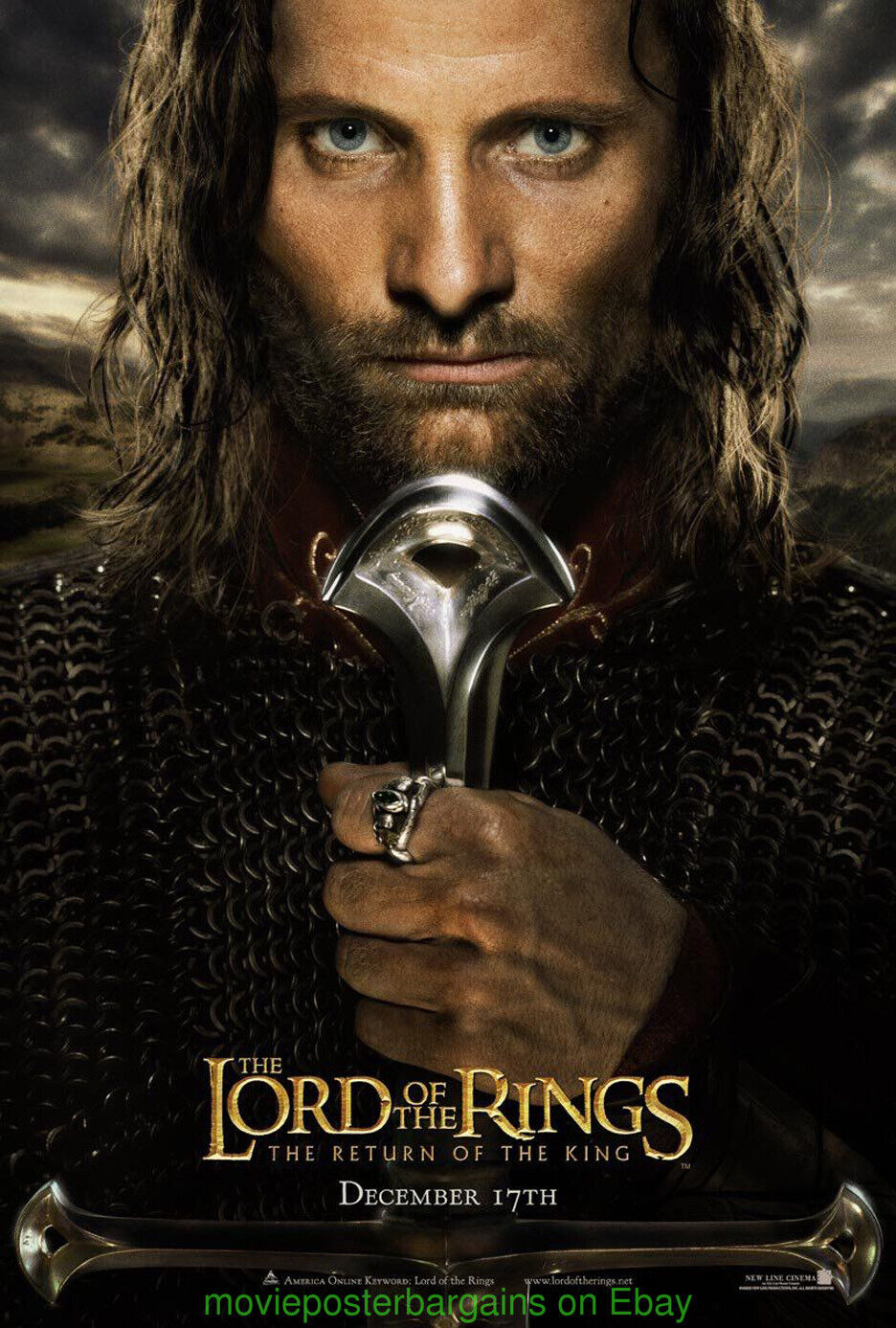 LORD OF THE RINGS RETURN OF THE KING MOVIE POSTER DS 27x40 RARE KING STYLE