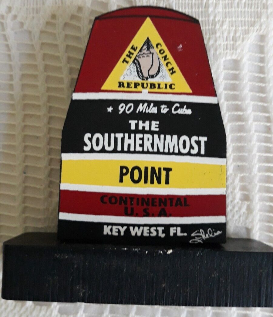 Shelia\'s Collectibles Wooden Shelf Sitter The Southern Most Point Key West Used