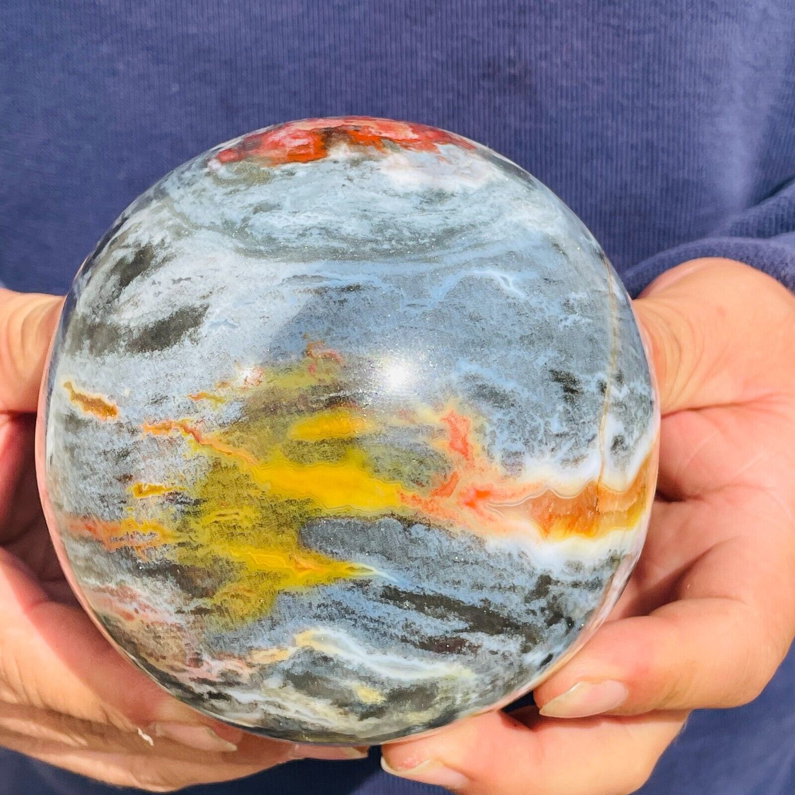 1810g Large Natural Colourful Ocean Jasper Sphere Quartz Crystal Ball Specimen