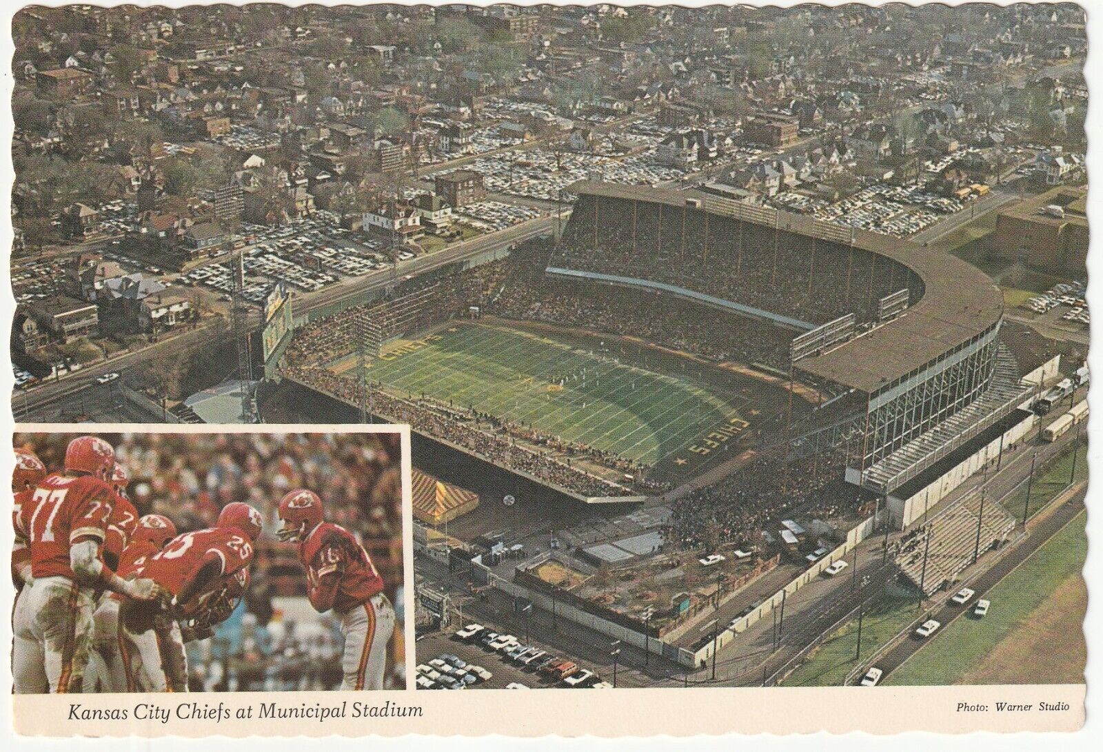 Ultra Scarce Kansas City Chiefs at Municipal Stadium Postcard - QB Len Dawson