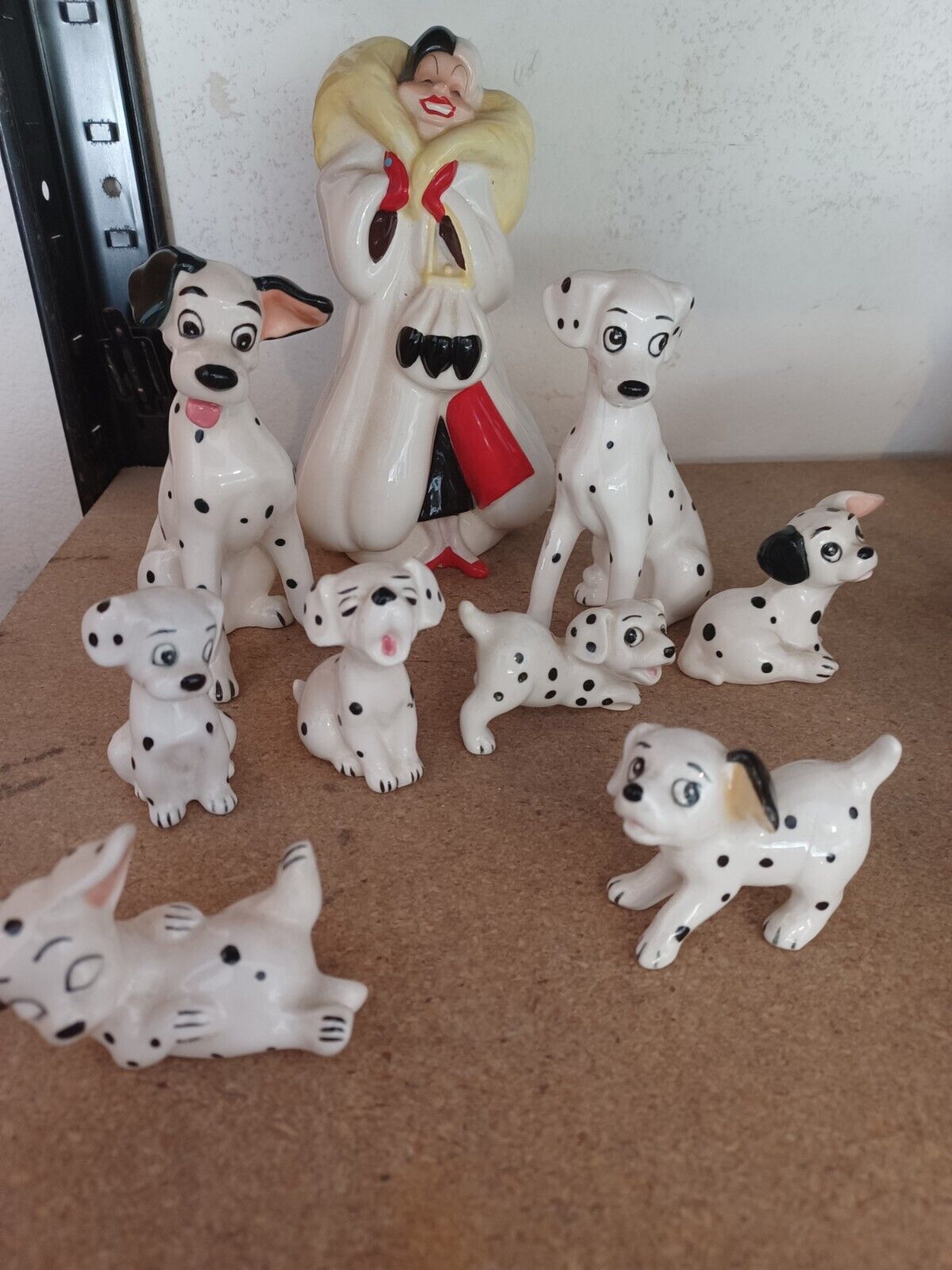 9-Vintage Cruella DeVil Disney 101 Dalmatians Ceramic  Figurines Dalmatian 