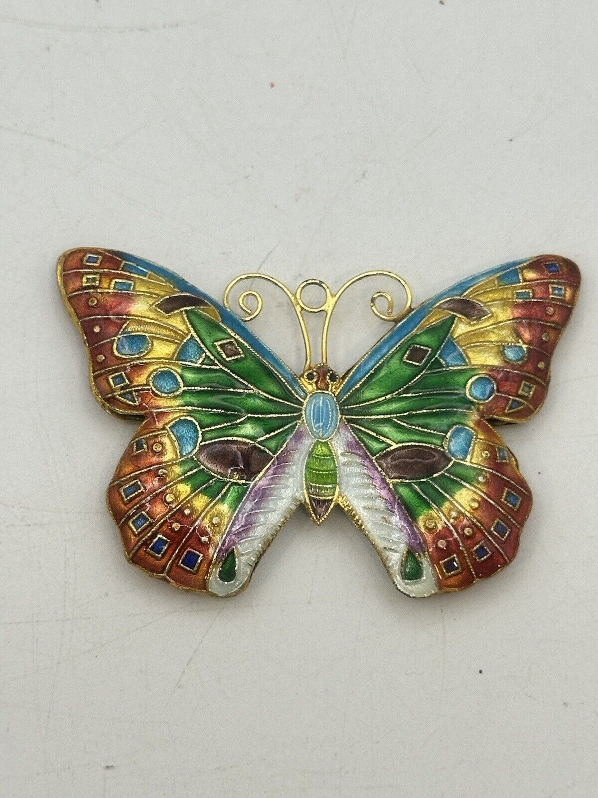 Cloisonné Brass And Enamel Butterfly Ornament