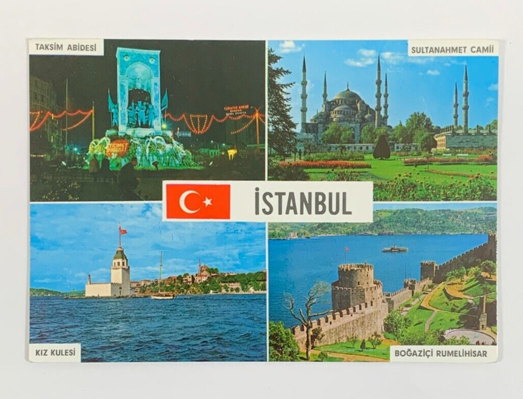 Greetings from Istanbul Türkiye Turkey Multiview Postcard Unposted