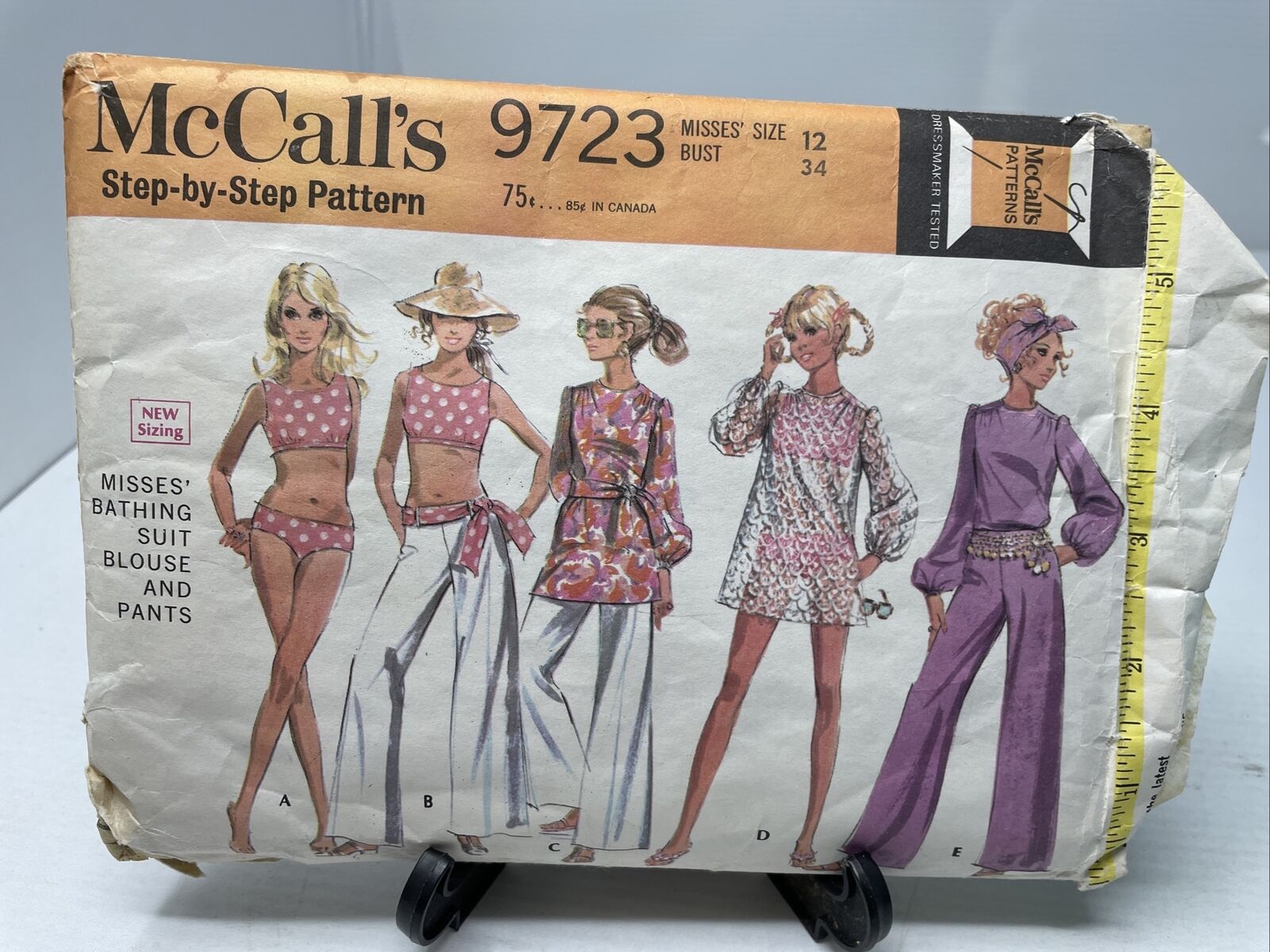 VTG 1969 McCall’s 9723 Sz 12 Bust 34 Swim Suit Outfits Patterns Dapper Retro