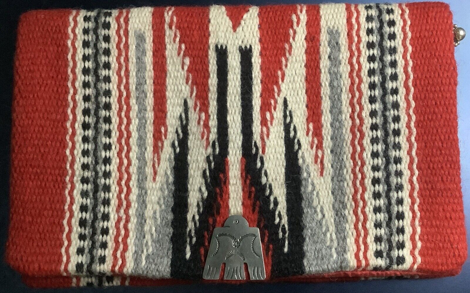 Vintage GANSCRAFT Clutch Bag CHIMAYO Stripe Hand Woven Wool STERLING THUNDERBIRD