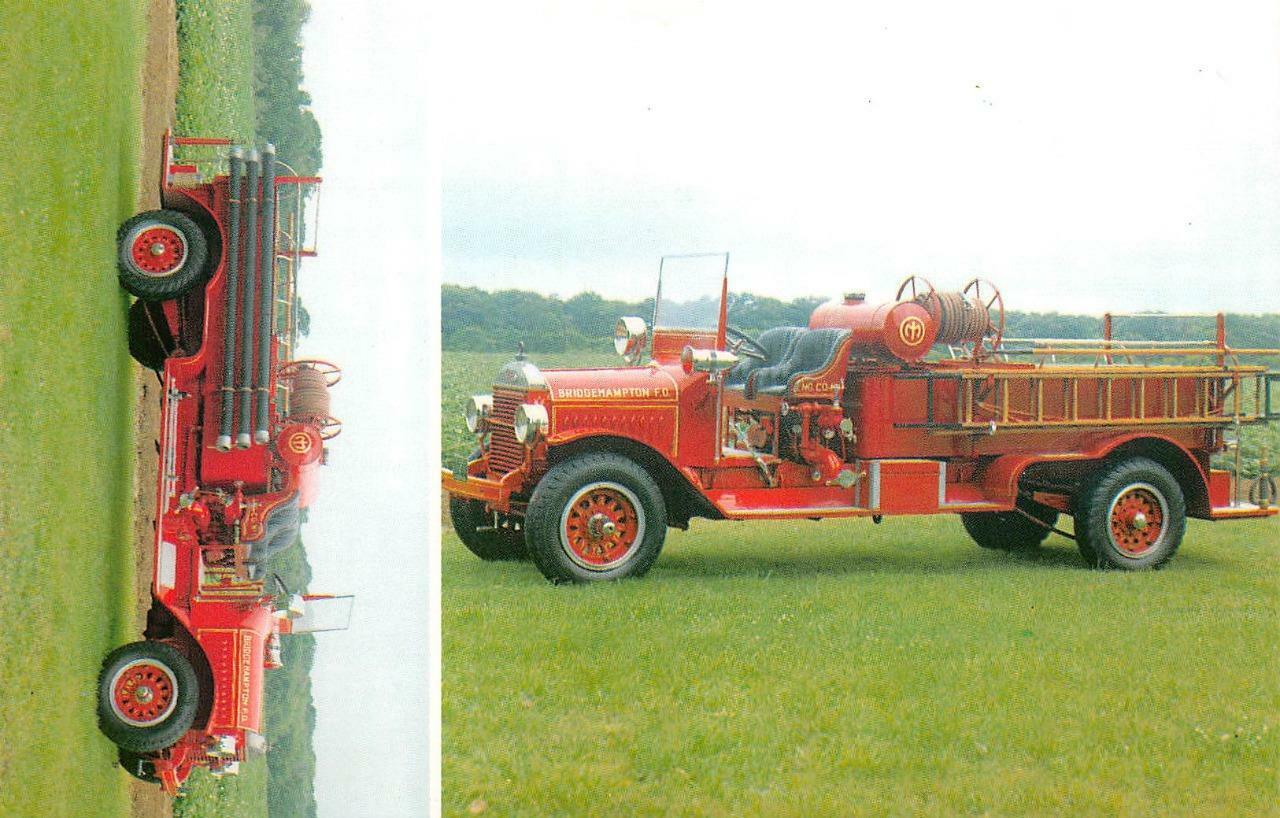 BRIDGEHAMPTON, New York NY  1922 MACK MODEL AB PUMPER FIRE ENGINE~Truck Postcard